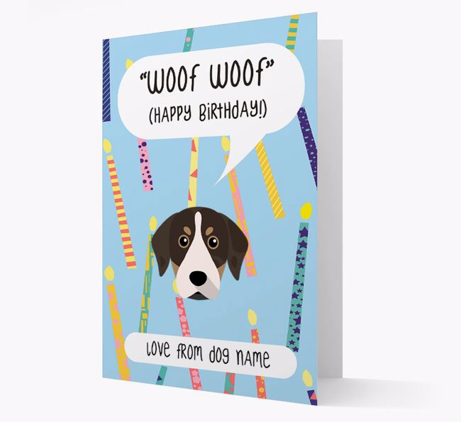 Personalized 'Woof Woof' Birthday Card with {breedFullName} Icon